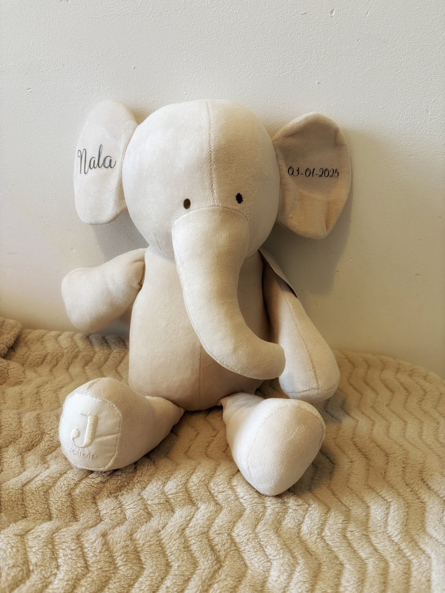 Knuffel Elephant Jollein met naam en datum
