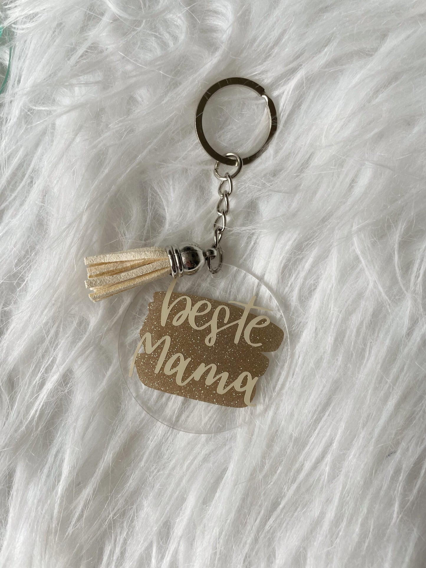 Sleutelhanger "Beste mama" - Goud/beige