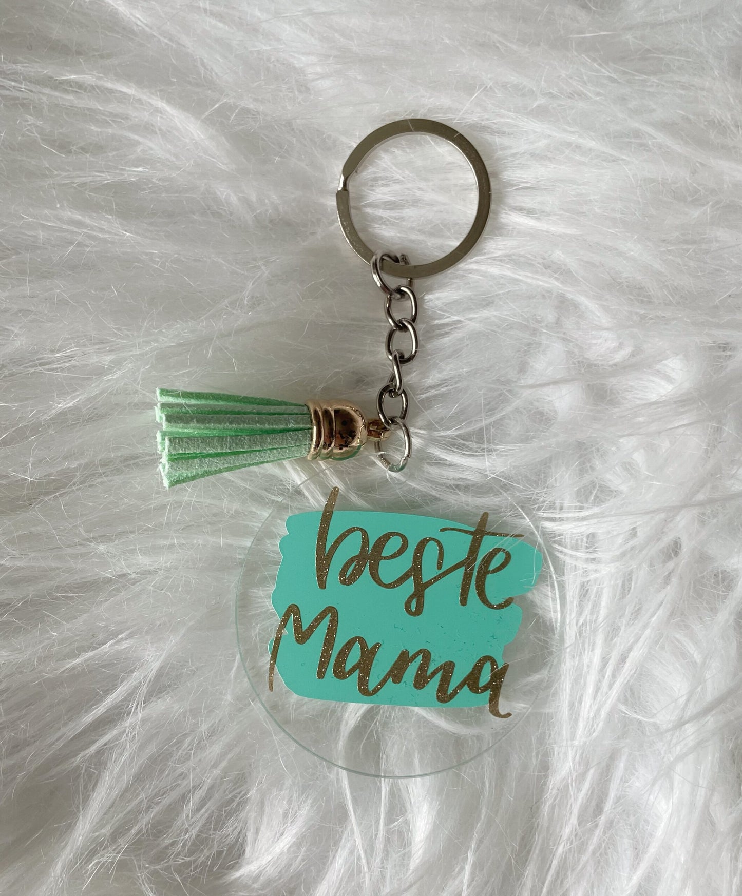 Sleutelhanger "Beste mama" - Mint/goud