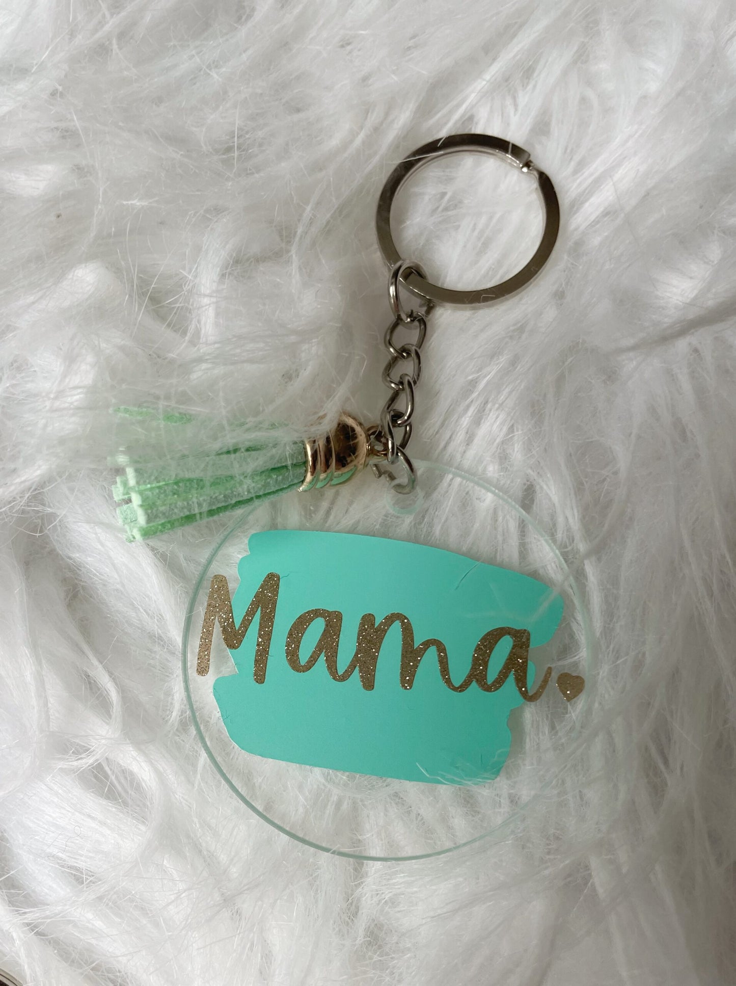 Sleutelhanger "Mama" - Mint/goud