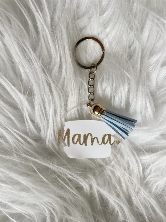 Sleutelhanger "Mama" - Wit/goud