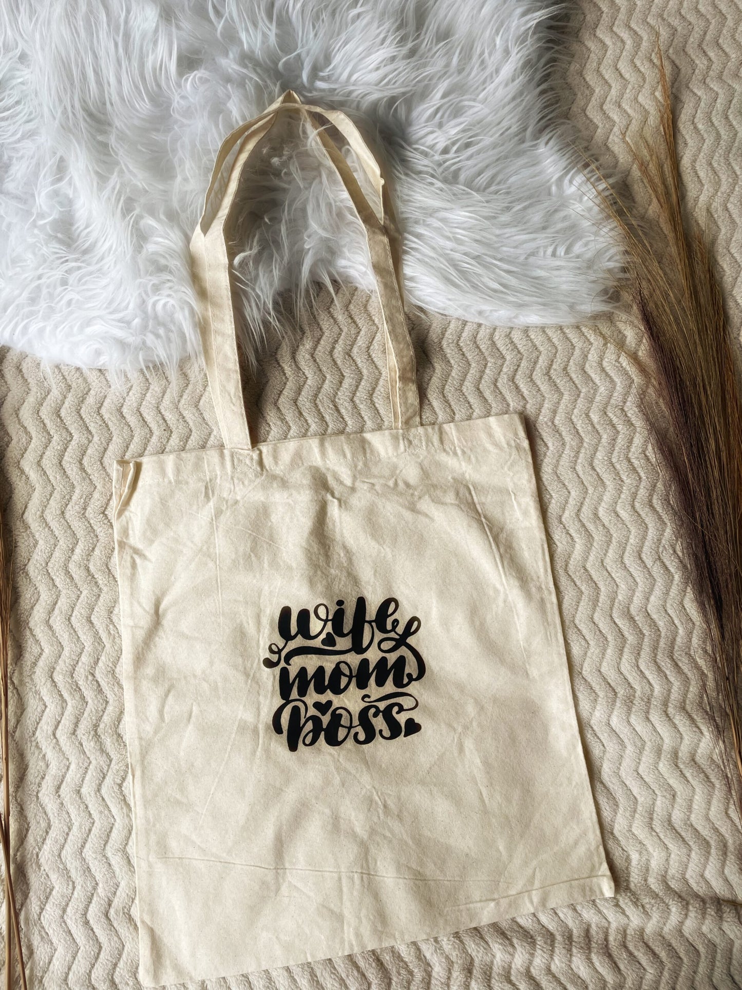 Canvas tas "wife mom boss"